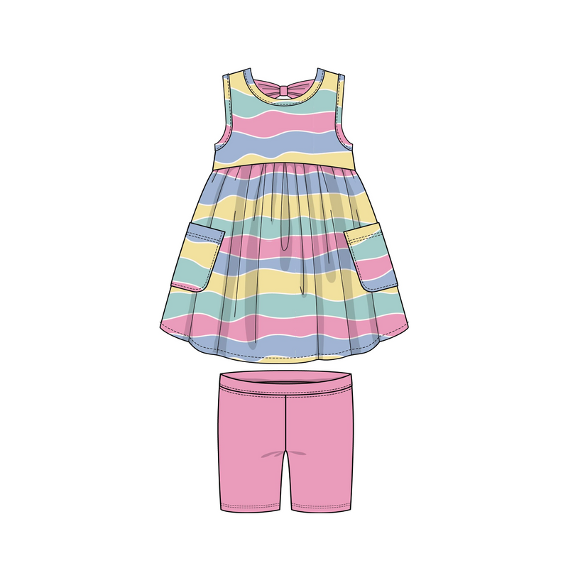 Multi Wave Print Tunic Set