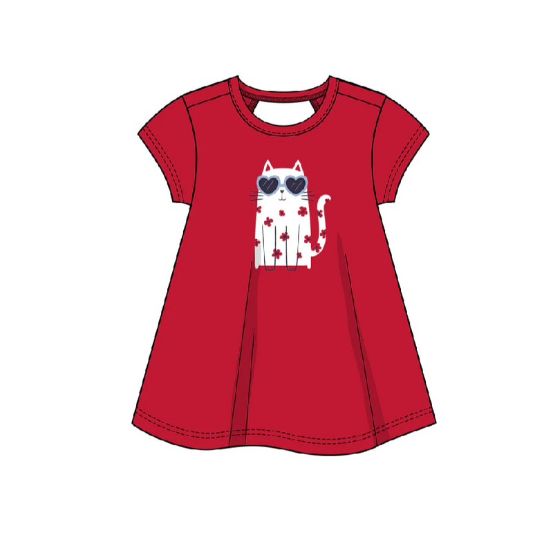 Cat with Glasses Red Tunic