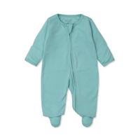 Turquoise Solid Zipper Footie