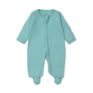 Turquoise Solid Zipper Footie