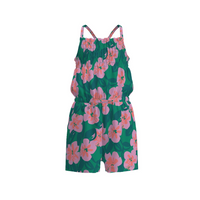 Smocked Strappy Romper - Bold Hibiscus