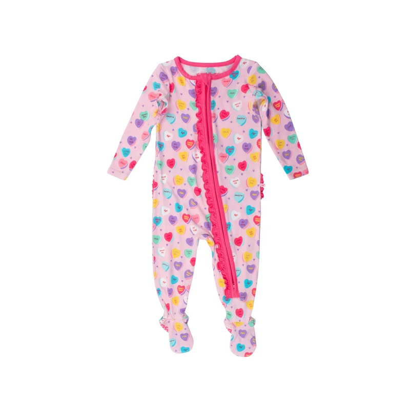 Be My Valentine - Ruffle One Piece Footie Bamboo Pajama