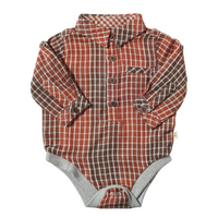 Jasper Woven Onesie - Rust Plaid