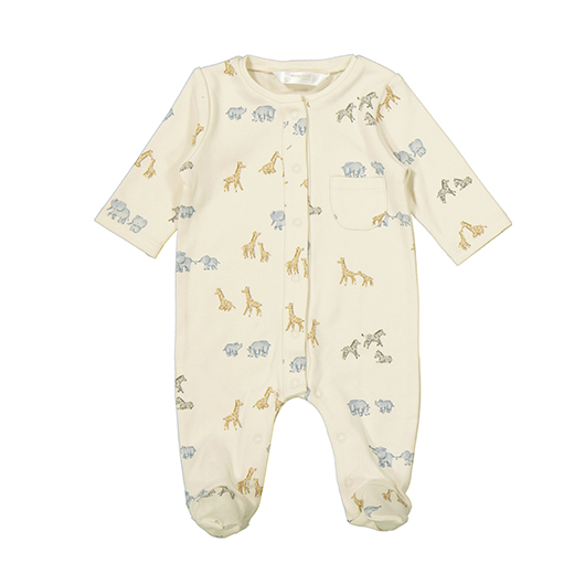 Safari Allover Print Cream Layette Footie