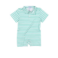 Polo Romper - Emerald Stripe