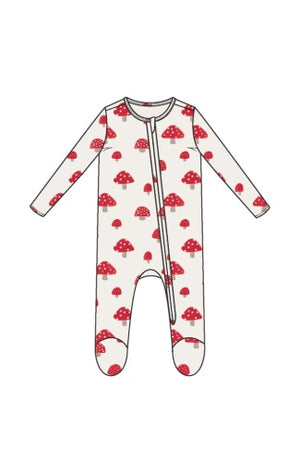 Painterly Mushrooms - 2 Way Zipper Footie