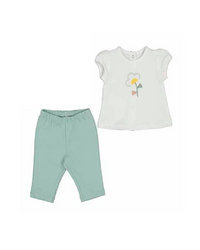 Embroidered Flower Top & Jade Pants