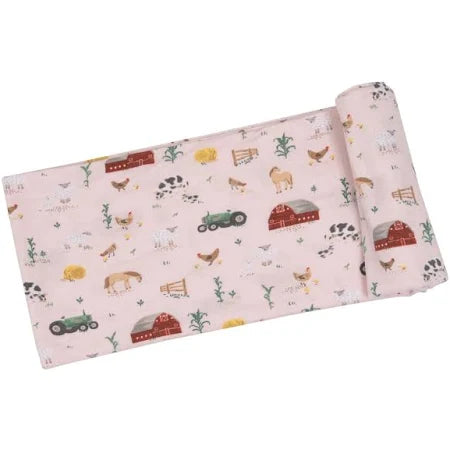 Big Red Barn Pink Swaddle Blanket