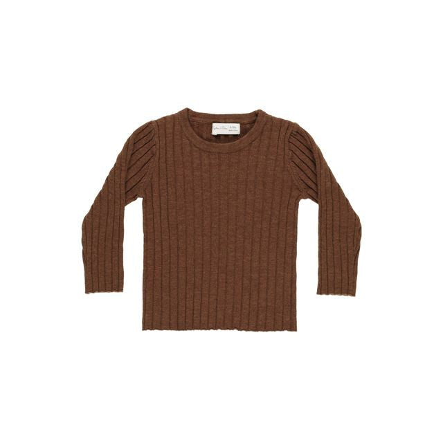 Long Sleeve Knit Top - Brown