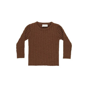 Long Sleeve Knit Top - Brown