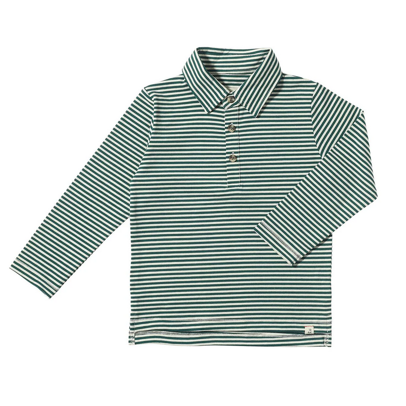 Midway Polo - Dark Green & White Stripe