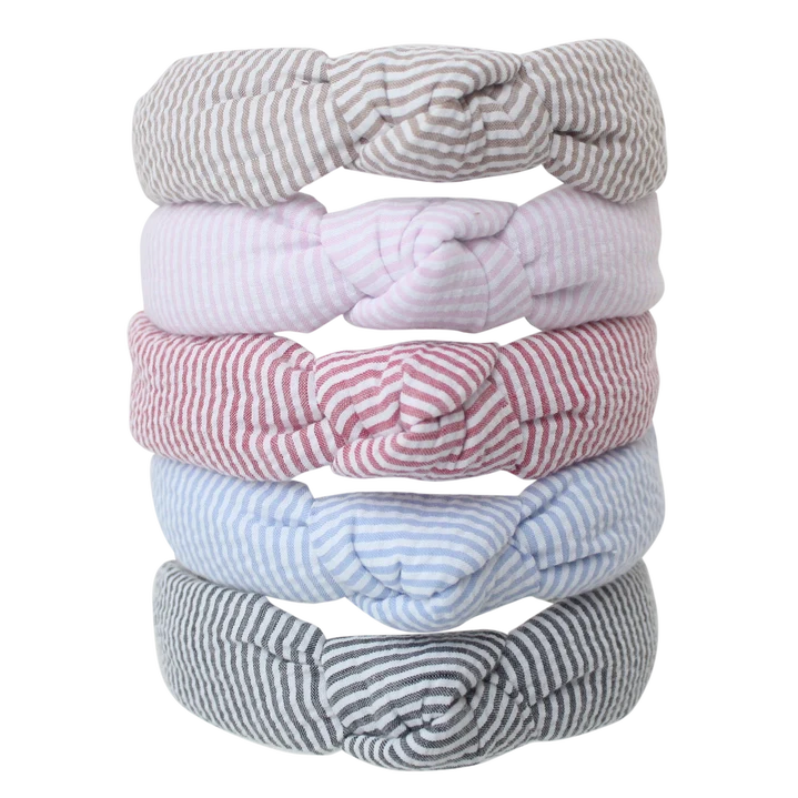 Seersucker Knot Headband - Light Pink