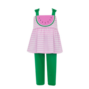 Girls Tunic Set - Watermelon & Green Leggings