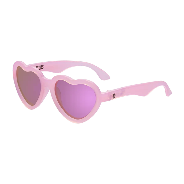 Babiators - Heart Sunglasses - Frosted Pink with Purple Mirrored Polarized Lens