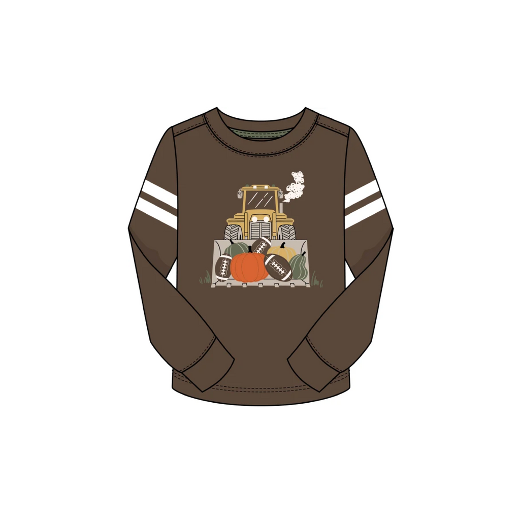 Tractor Fall Pumpkin Football L/S Shirt
