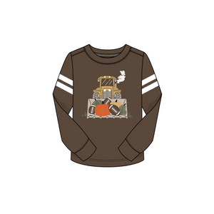 Tractor Fall Pumpkin Football L/S Shirt
