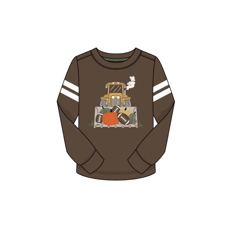 Tractor Fall Pumpkin Football L/S Shirt
