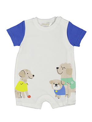 Pup Trio Grey & Blue Romper