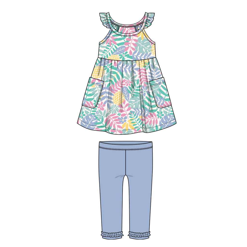 Tropical Print Tunic with Capri