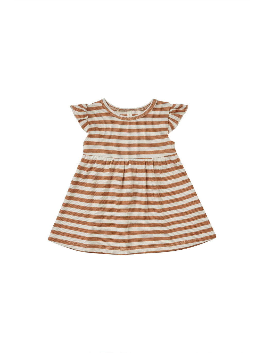 Flutter Sleeve Dress || Clay Stripe