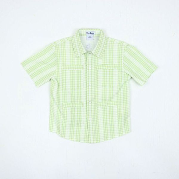 Guayabera - Green Plaid Linen