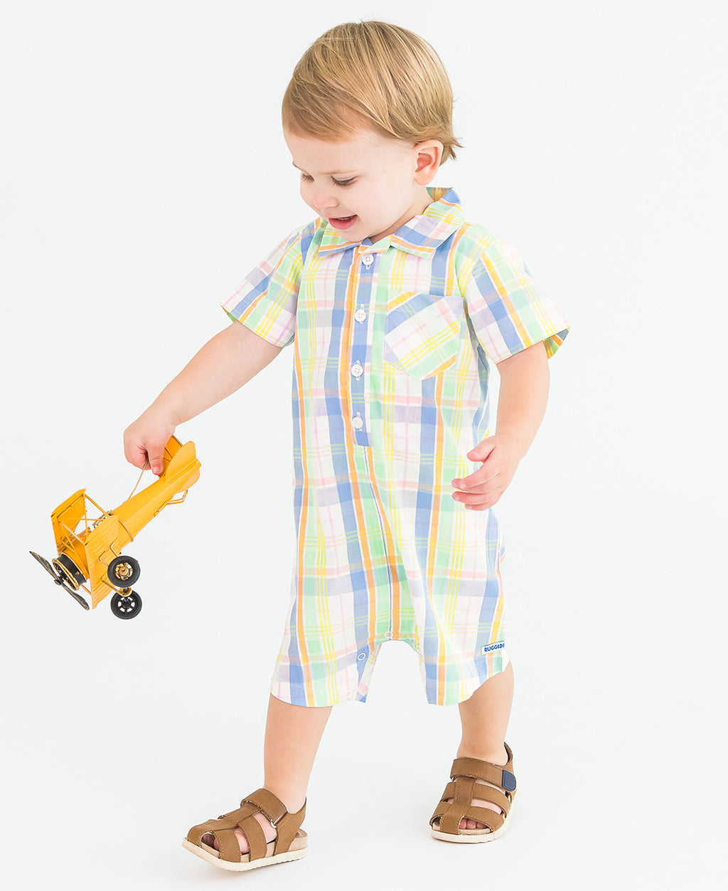Clubhouse Rainbow Plaid Woven Romper