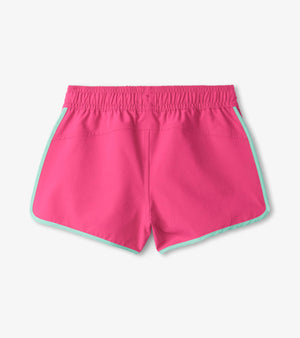 Fuchsia Hearts Quick Dry Track Shorts