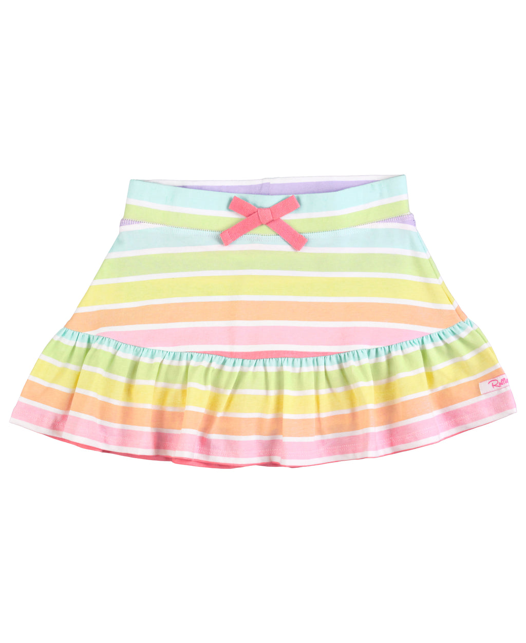 Rainbow Stripe Knit Ruffle Skort