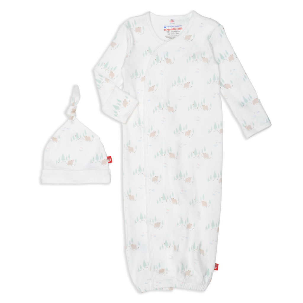 Babe in the Woods |  Magnetic Organic Cotton Gown & Hat Set