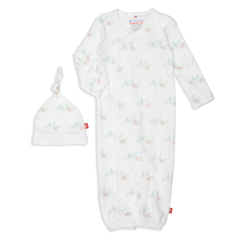 Babe in the Woods -  Magnetic Organic Cotton Gown & Hat Set