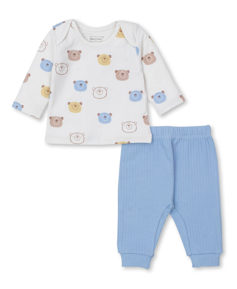 Bear Talk Pant Set - Blue