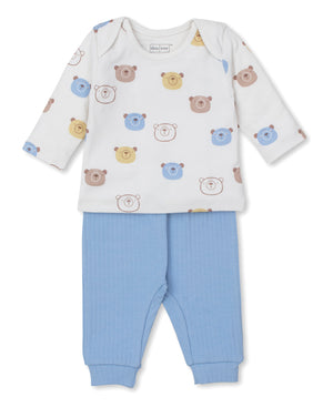 Bear Talk Pant Set - Blue