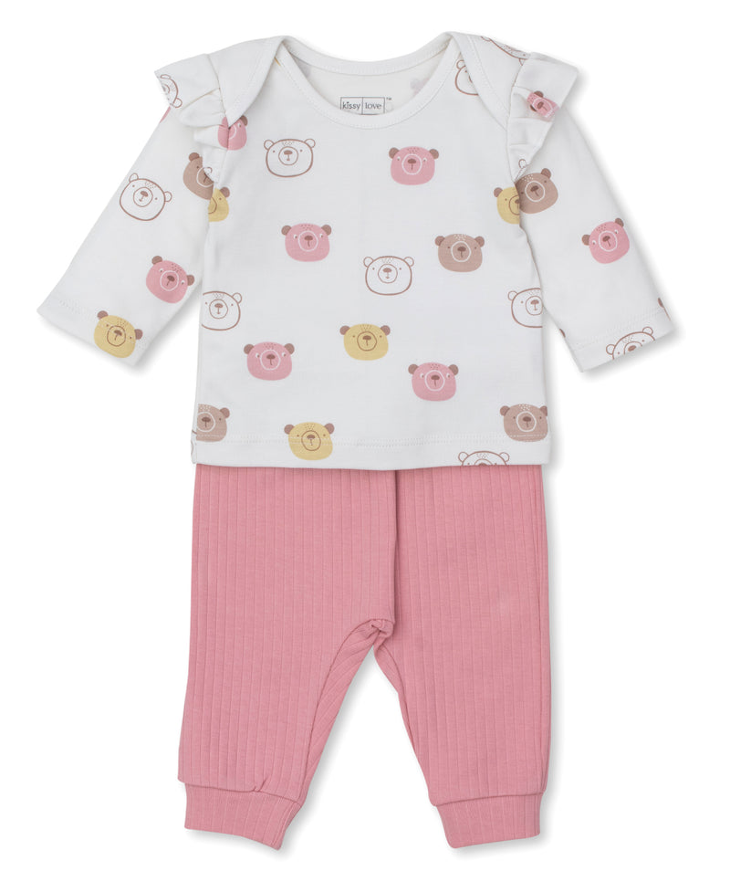 Bear Talk Pant Set - Pink