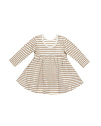 Ribbed Long Sleeve Dress - Golden Stripe