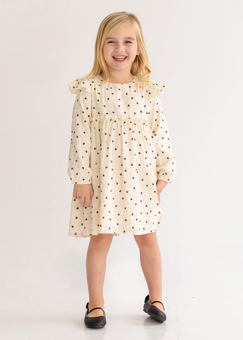 Lovely Ivory Check & Hearts Dress