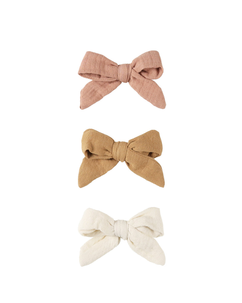 Bow Clip Set - Rose, Natural, Golden