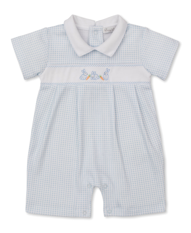 Baby Bunny Patch Short Playsuit - Blue