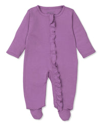 Solid Mauve Elephant Love Zip Footie