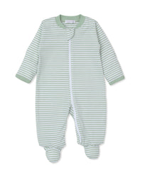 Green Stripe Zip Footie - Big Hearted Bears Collection