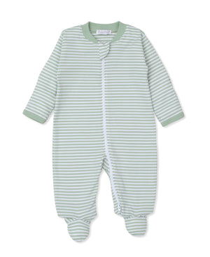 Green Stripe Zip Footie - Big Hearted Bears Collection