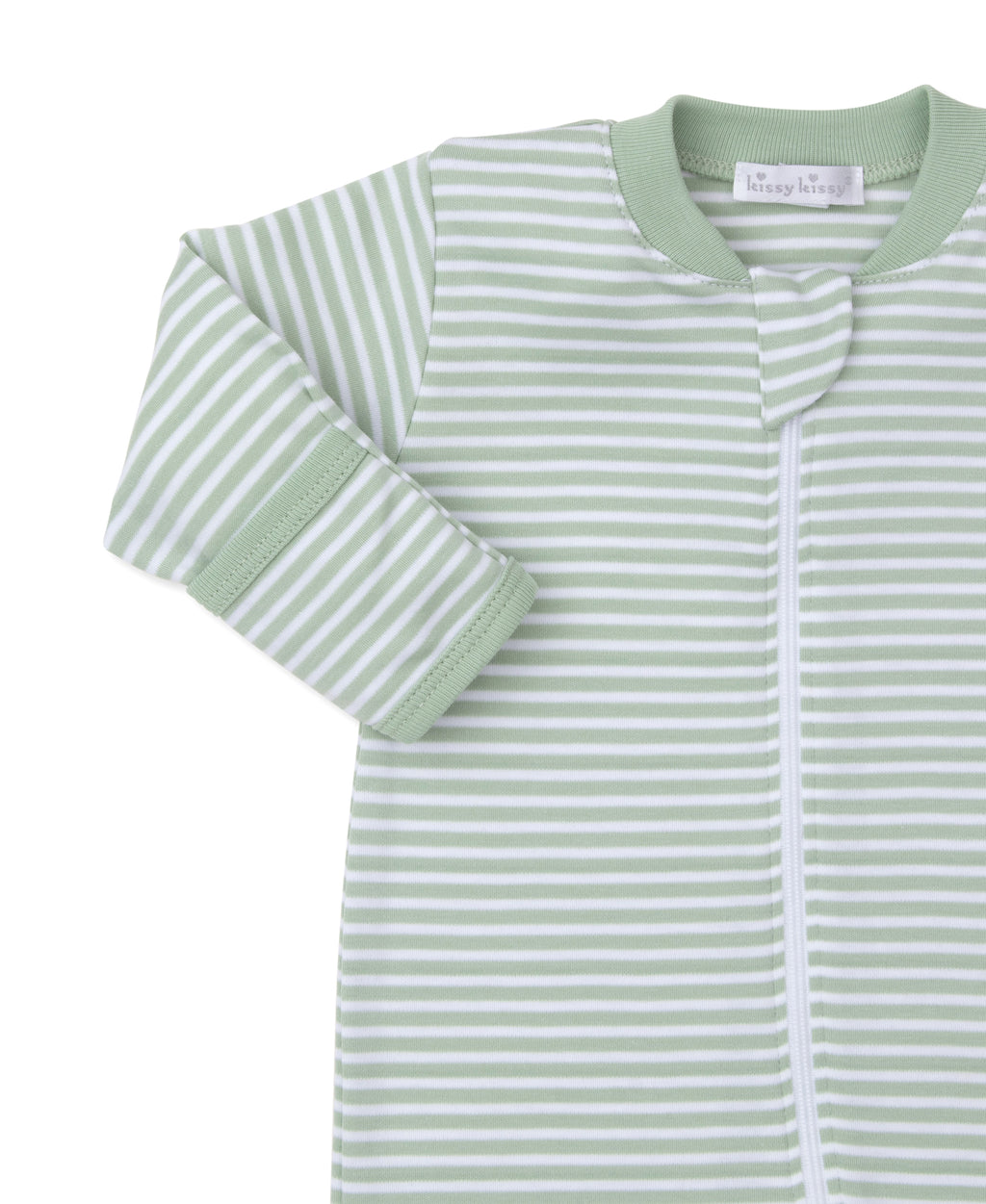 Green Stripe Zip Footie - Big Hearted Bears Collection