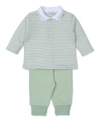 Green Stripe Pant Set - Big Hearted Bears Collection