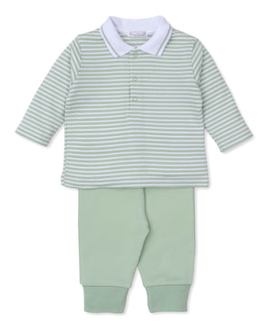 Green Stripe Pant Set - Big Hearted Bears Collection