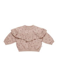 Ruffle Fleece Sweatshirt - Polka Dots