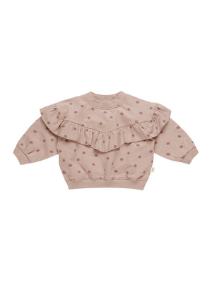 Ruffle Fleece Sweatshirt - Polka Dots