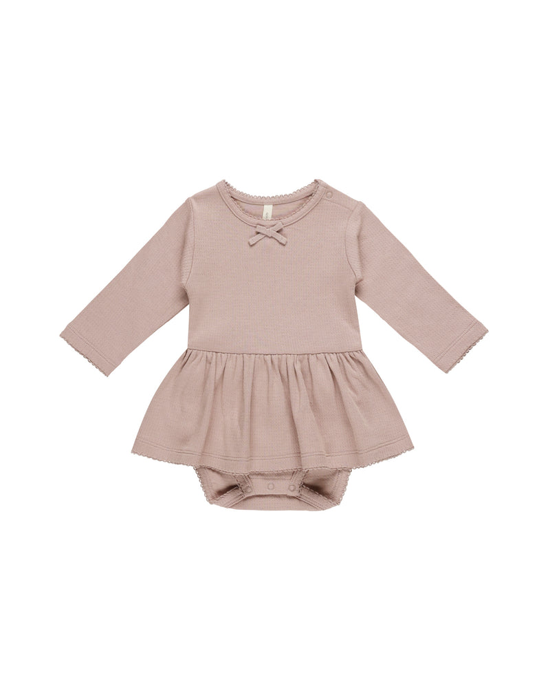 Pointelle Skirted Bodysuit |- Mauve