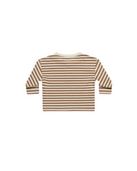 Long Sleeve Henley Tee - Cinnamon Stripe