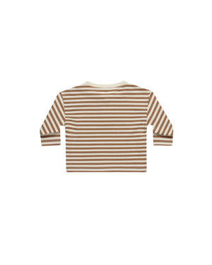 Long Sleeve Henley Tee - Cinnamon Stripe