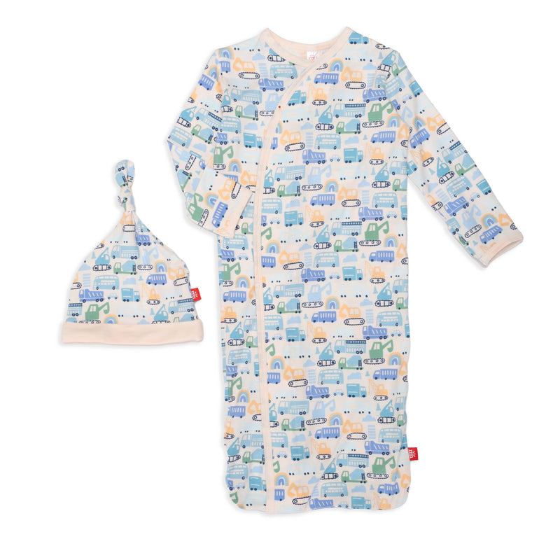 As Truck Would Have It - Modal Magnetic Cozy Sleeper Gown & Hat Set