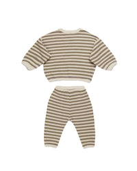 Waffle Slouch Set - Olive Stripe